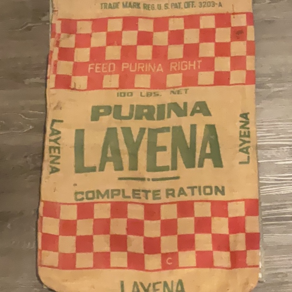 Vintage Burlap Feedsack Purina Layena Chicken Feed
